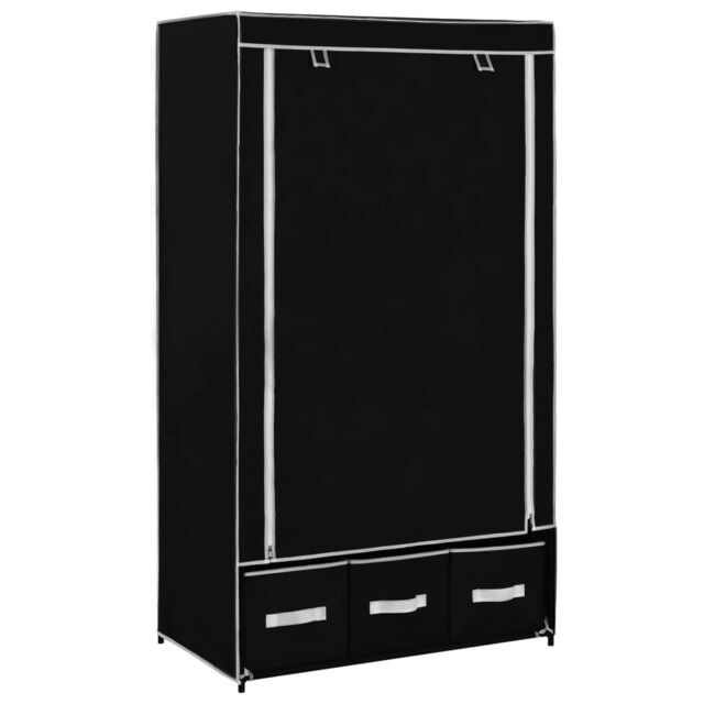 Berkfield Home Wardrobe Black 87x49x159 cm Fabric - Size: 87 x 49 x 159 cm