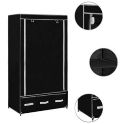 Berkfield Home Wardrobe Black 87x49x159 cm Fabric - Size: 87 x 49 x 159 cm - thumbnail 2