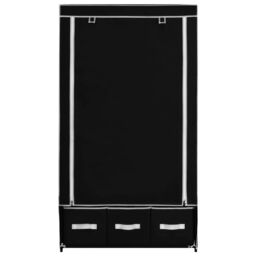 Berkfield Home Wardrobe Black 87x49x159 cm Fabric - Size: 87 x 49 x 159 cm - thumbnail 5