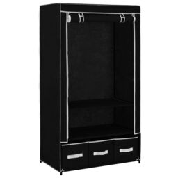Berkfield Home Wardrobe Black 87x49x159 cm Fabric - Size: 87 x 49 x 159 cm - thumbnail 3