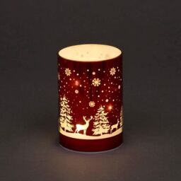Shatchi 13cm Christmas Decorated Vase Table Forest Scene Red - thumbnail 3
