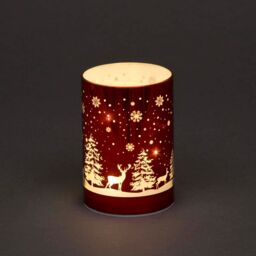 Shatchi 13cm Christmas Decorated Vase Table Forest Scene Red - thumbnail 1