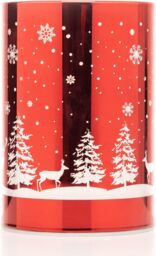 Shatchi 13cm Christmas Decorated Vase Table Forest Scene Red - thumbnail 4