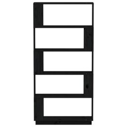 Berkfield Home Book Cabinet/Room Divider Black 80x25x163.5 cm Solid Wood Pine - thumbnail 3