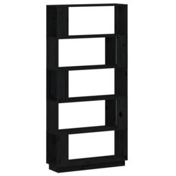 Berkfield Home Book Cabinet/Room Divider Black 80x25x163.5 cm Solid Wood Pine - thumbnail 2