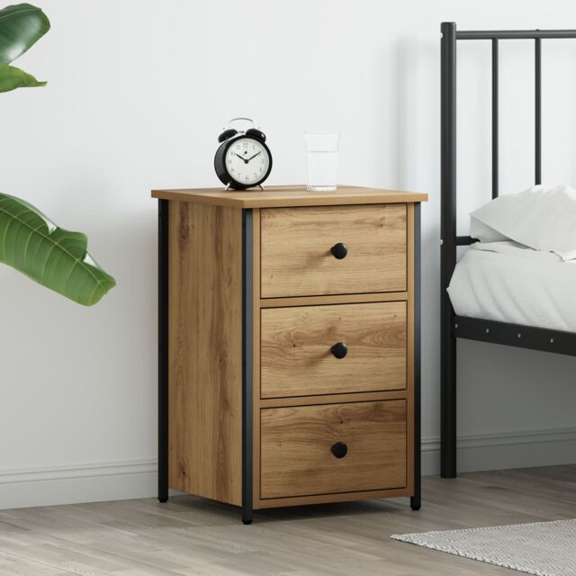 Berkfield Home Bedside Table Artisan Oak Engineered wood Compact Durable in Beige - image 1