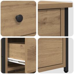 Berkfield Home Bedside Table Artisan Oak Engineered wood Compact Durable in Beige - thumbnail 9