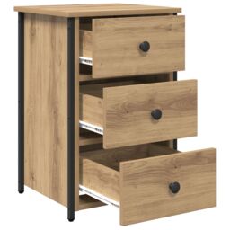 Berkfield Home Bedside Table Artisan Oak Engineered wood Compact Durable in Beige - thumbnail 5