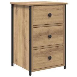 Berkfield Home Bedside Table Artisan Oak Engineered wood Compact Durable in Beige - thumbnail 2