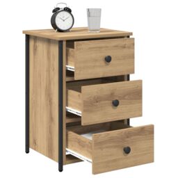 Berkfield Home Bedside Table Artisan Oak Engineered wood Compact Durable in Beige - thumbnail 3