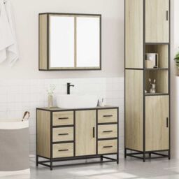 Berkfield Home 2 Piece Bathroom Furniture Set Sonoma Oak Engineered Wood in Brown - thumbnail 3