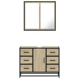 Berkfield Home 2 Piece Bathroom Furniture Set Sonoma Oak Engineered Wood in Brown - thumbnail 5