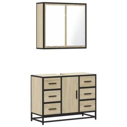Berkfield Home 2 Piece Bathroom Furniture Set Sonoma Oak Engineered Wood in Brown - thumbnail 2