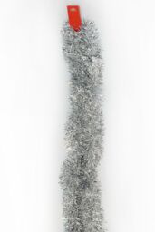 Neel Blue Christmas Tinsel Garland Shiny Metallic Fine Foil Xmas Tree Garland, 2m in Silver - thumbnail 4