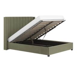 Flair Tiggy Ottoman Bed with Winged Headboard Khaki Velvet in Green - Size: Double - thumbnail 4