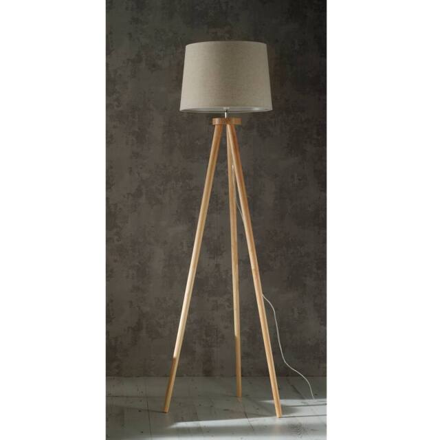 K LIVING Natural Wood Tripod Floor Lamp with a Stunning Natural Lamp Shade - image 1