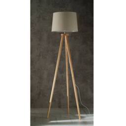 K LIVING Natural Wood Tripod Floor Lamp with a Stunning Natural Lamp Shade