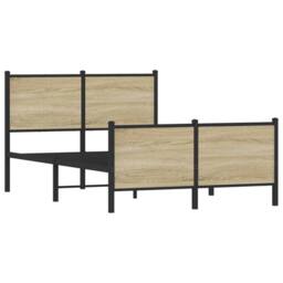 Berkfield Home Metal Bed Frame without Mattress Sonoma Oak 120x190 cm Small Double in Light Oak - thumbnail 1