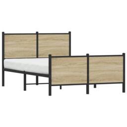 Berkfield Home Metal Bed Frame without Mattress Sonoma Oak 120x190 cm Small Double in Light Oak - thumbnail 4