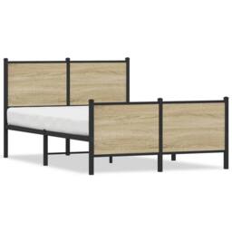 Berkfield Home Metal Bed Frame without Mattress Sonoma Oak 120x190 cm Small Double in Light Oak - thumbnail 3