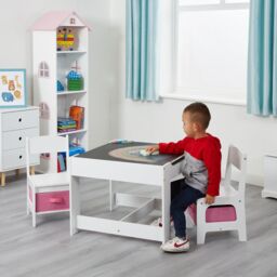Liberty House Toys Table & Chairs with Storage Bins in White - thumbnail 2