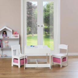 Liberty House Toys Table & Chairs with Storage Bins in White