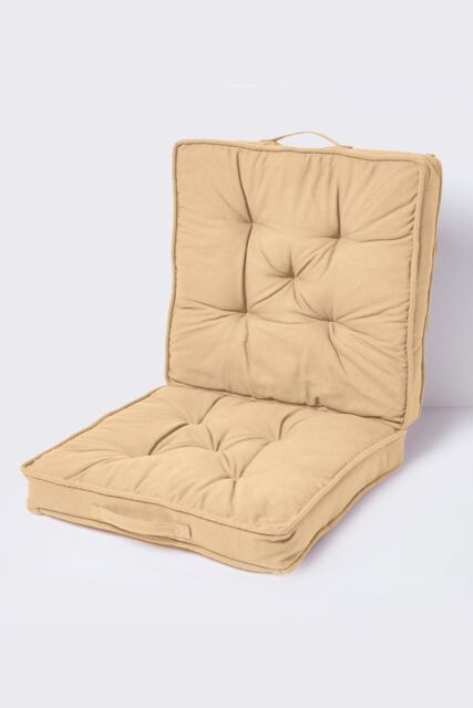 Homescapes Cotton Travel Support Booster Cushion in Taupe - Size: 50 cm x 50 cm - image 1