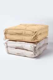 Homescapes Cotton Travel Support Booster Cushion in Taupe - Size: 50 cm x 50 cm - thumbnail 7