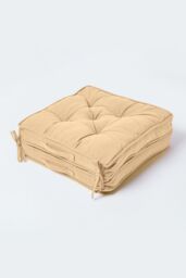 Homescapes Cotton Travel Support Booster Cushion in Taupe - Size: 50 cm x 50 cm - thumbnail 2
