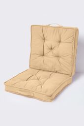 Homescapes Cotton Travel Support Booster Cushion in Taupe - Size: 50 cm x 50 cm