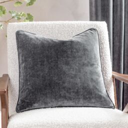 Yard Heavy Chenille Woven Piped Cushion in Charcoal - Size: 50 cm x 50 cm