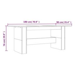 Berkfield Home Elegant Dining Table Smoked Oak 180x90x76 cm Engineered Wood in Brown - Size: 180 x 90 x 76 cm - thumbnail 7