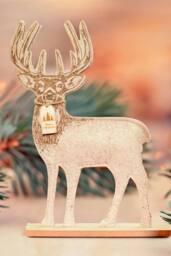 Marco Paul Wooden Stag Christmas Ornament in Brown - thumbnail 1