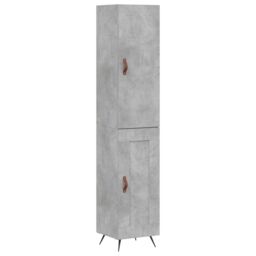 Berkfield Home Highboard Concrete Grey 34.5x34x180 cm Engineered Wood - thumbnail 2