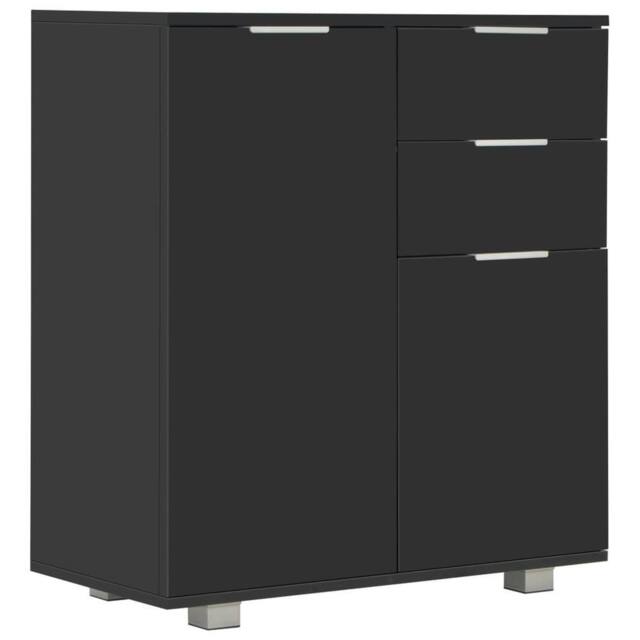 Berkfield Home Sideboard High Gloss Black 71x35x76 cm Engineered Wood - Size: 71 x 35 x 76 cm - image 1