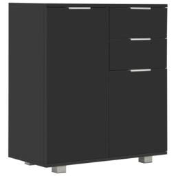 Berkfield Home Sideboard High Gloss Black 71x35x76 cm Engineered Wood - Size: 71 x 35 x 76 cm - thumbnail 1