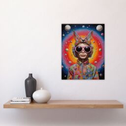 Artery8 Surreal Abstract Portrait Big Bold Bright Fun Portrait Animal Hat Outer Space Quirky Unframed Wall Art Print Poster Home Decor Premium - thumbnail 4