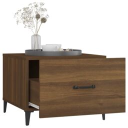 Berkfield Home Coffee Table with Metal Legs Brown Oak 50x50x40 cm - Size: 50 x 50 x 40 cm - thumbnail 5
