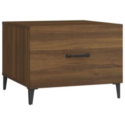 Berkfield Home Coffee Table with Metal Legs Brown Oak 50x50x40 cm - Size: 50 x 50 x 40 cm - thumbnail 2