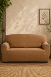 Homescapes Luxury 'Clare' Two Seater Armchair Cover Slipcover Protector in Mustard - thumbnail 2