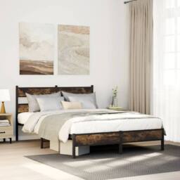 Berkfield Home Elegant Bed Frame without Mattress Smoked Oak 90x200 cm Engineere in Brown - thumbnail 2