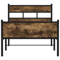 Berkfield Home Elegant Bed Frame without Mattress Smoked Oak 90x200 cm Engineere in Brown - thumbnail 4