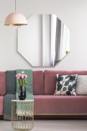 "MirrorOutlet All Glass Modern Bevelled Octagonal Wall Mirror 31"" X 31"" (80x80CM) in Silver - Size: 1 Pack"