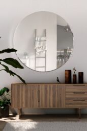 MirrorOutlet All Glass Bevelled Classic Design Round Mirror 100 x 100CM in Silver - Size: 1 Pack