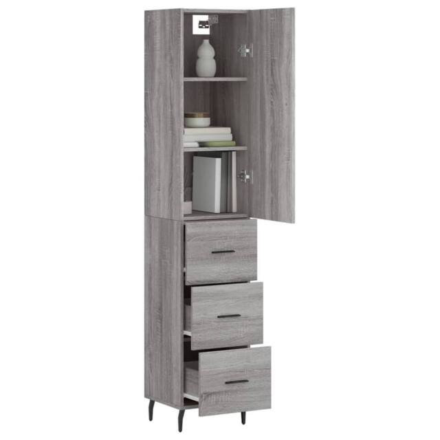 Berkfield Home Highboard Grey Sonoma 34.5x34x180 cm Engineered Wood - image 1