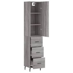 Berkfield Home Highboard Grey Sonoma 34.5x34x180 cm Engineered Wood - thumbnail 4