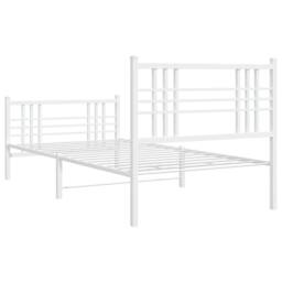 Berkfield Home Metal Bed Frame without Mattress with Footboard White 90x190cm - Size: 90x190 cm - thumbnail 6