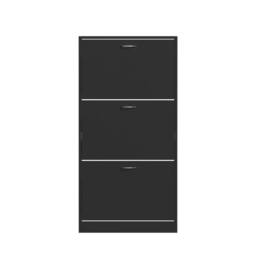 FORGEVIO 3 Drawer Shoe Cabinet Cupboard Storage Footwear Stand Wooden in Black