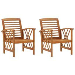 Berkfield Home Beautiful Garden Chairs 2 pcs Solid Acacia Wood in Brown - thumbnail 2