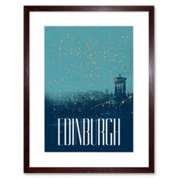 "Artery8 Wall Art Print Edinburgh Calton Hill Dugald Stewart Monument Skyline Paint Framed Art in Brown - Size: W7"" x H9""" - thumbnail 1